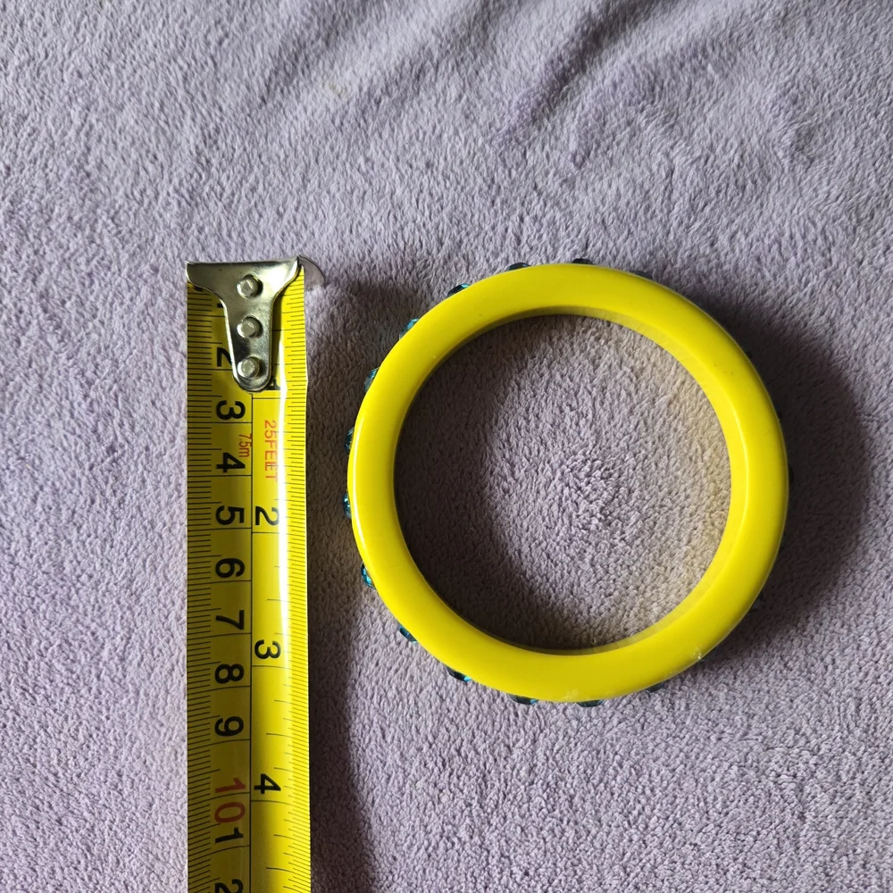 Juicy Couture Yellow Bangle Bracelet with Blue Rhinestones - Picture 4 of 6